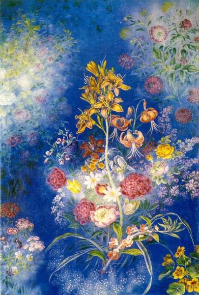 Fleurs sur fond bleu, 1942-1943